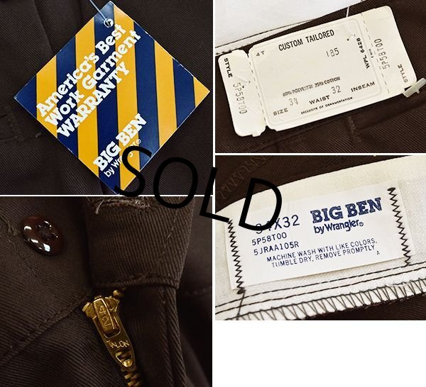画像3: 【デッドストック】【ビンテージ】【BIG BEN】ラングラー【ビッグベン】【ブラウン】【ワークパンツ】【34×32】  (3)