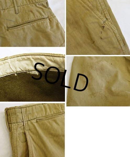 画像3: 【40's】【ビンテージ】U.S.ARMY 米軍実物【裏地付きチノパンツ】【チノパンツ】【チノパン】【W36】  (3)