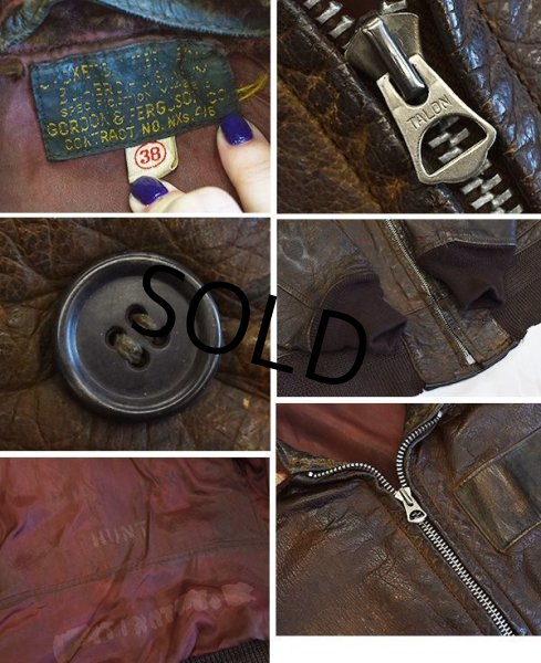 画像2: 40's【米軍実物】【ビンテージ】【U.S.NAVY】【GORDON & FERGUSON CO.】【M422A】【G-1】【フライトジャケット】【サイズ38】  (2)