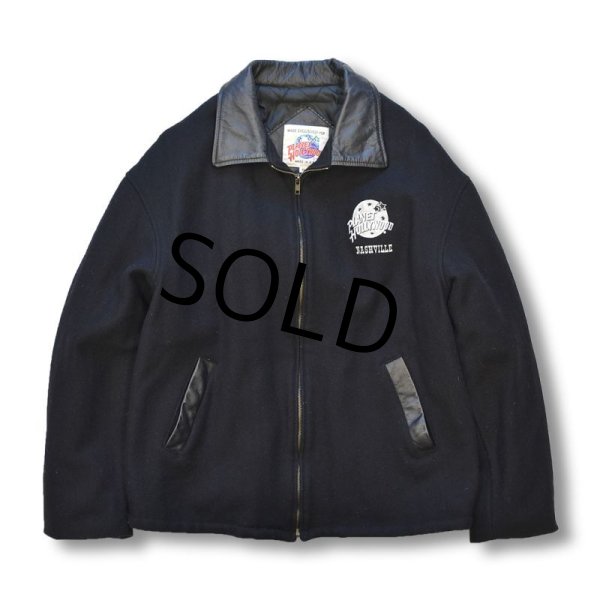 画像4: USA製【ビンテージ】【Planet hollywood】【プラネットハリウッド】【黒】【レザー襟】【ウールジャケット】【サイズXL】  (4)