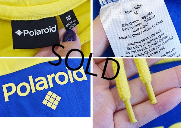 画像2: 【ポラロイド】【Polaroid】【黄色×青×赤×白】 【ロゴ】【裏起毛】【パーカー】【サイズM】  (2)