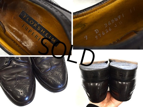 画像2: 【ビンテージ】【フローシャイム インペリアル】【こげ茶・ブラウン】【ウィングチップシューズ】【9 D】【27cm程度】  (2)