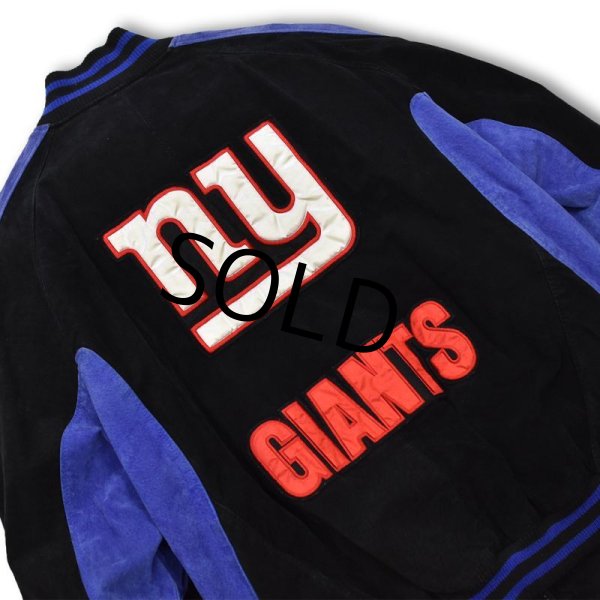 画像1: 【ビンテージ】【NFL】【NY.GIANTS】【黒×紫】【キルティング裏地】【スエードスタジャン】【サイズXL】  (1)