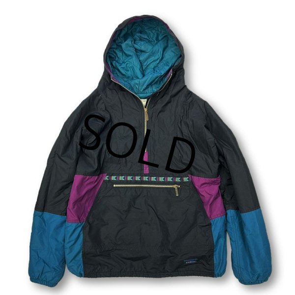 画像3: 90’s【USA製】【ビンテージ】【ＬＬビーン】【L.L.bean】シンサレート入り【黒×青×紫】中綿入りアノラック【チロリアン】【アノラックパーカー】【メンズＬ】  (3)