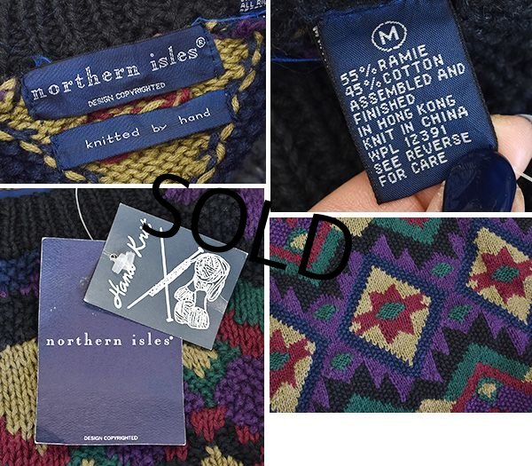 画像2: 【新品未使用‼】【northern isles】【ネイティブ柄】【北欧柄】コットンセーター【ハンドニットセーター】【サイズＭ】  (2)