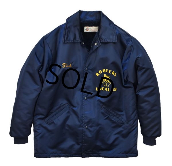 画像2: 70's【ビンテージ】紺【ネイビー】【ナイロンサテン】 コーチジャケット 【サイズ42】  (2)