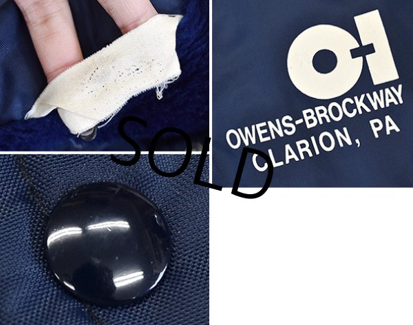 画像2: 80's【ビンテージ】【OWENS-BROCKWAY CLARION,PA】【ボア裏地付き】【紺】【コーチジャケット】  (2)