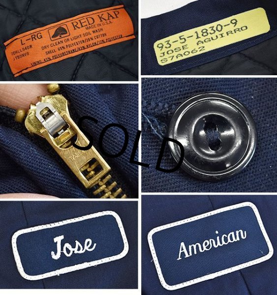 画像2: 90's USA製【ビンテージ】【RED KAP】レッドキャップ【紺】【中綿入り】【ワークジャケット】ワークブルゾン【サイズＬ-Ｒ】   (2)