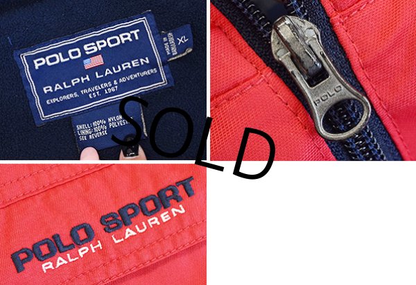 画像2: 【ポロスポーツ】【ラルフローレン】【赤】【裏フリース】【ナイロンジャケット】【ブルゾン】【サイズXL】  (2)