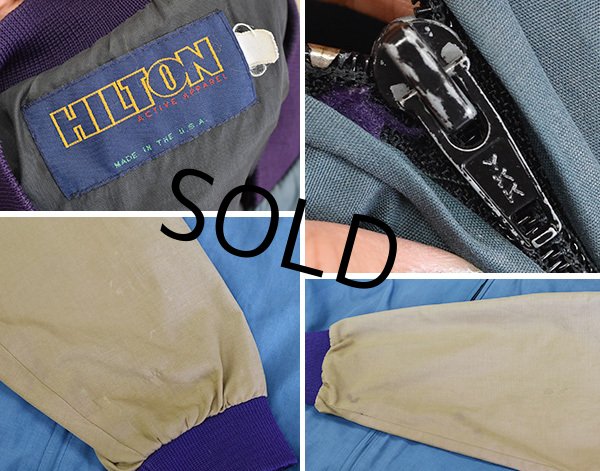 画像2: 90's【USA製】【ビンテージ】【HILTON】【ライトブラウン×青】【2トーン】【ブルゾン】  (2)