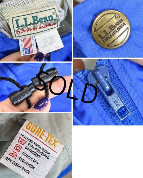 画像2: 【USA製】【ビンテージ】L.L.Bean 【LLビーン】【青】【ゴアテックス】 【STOWAWAY RAINWEAR】【ストアウェイ レインウエア】【マウンテンパーカー】【サイズL-T】  (2)