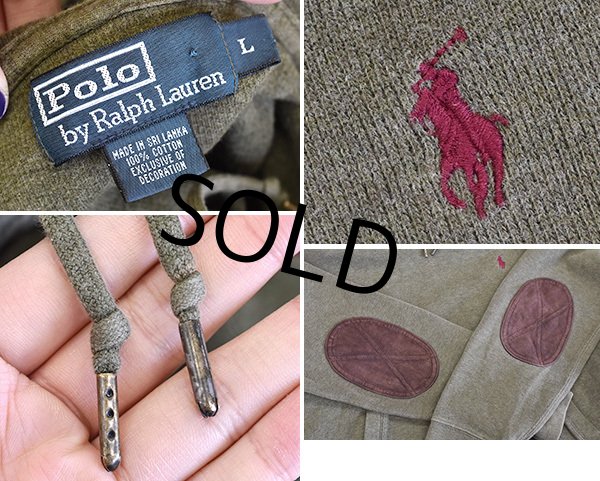 画像2: 【ラルフローレン】【オリーブグリーン・緑】【スエード エルボーパッチ付き】【パーカー】【サイズＬ】  (2)