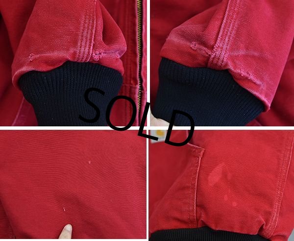 画像4: 【USA製】【ビンテージ】【カーハート】【carhartt】赤【ダック地】【アクティブパーカー】【フルジップパーカー】【L-R】  (4)