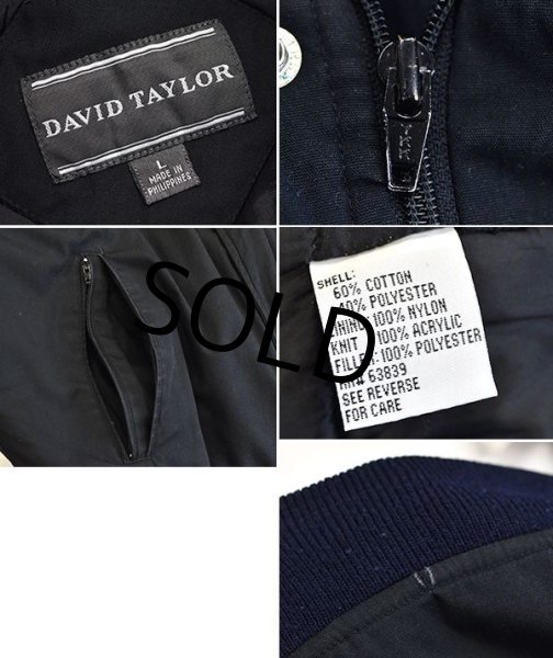 画像2: 【ビンテージ】【DAVID TAYLOR】 中綿入り【黒】【カップショルダージャケット】【ジップアップブルゾン】【ダービージャケット】【バーシティージャケット】【サイズL】  (2)