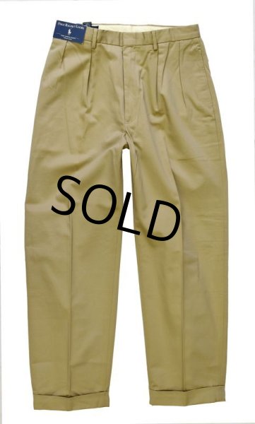 画像2: 未使用【ラルフローレン】【Ralph Lauren】【ベージュ】【2タックコットンパンツ】【W33】  (2)