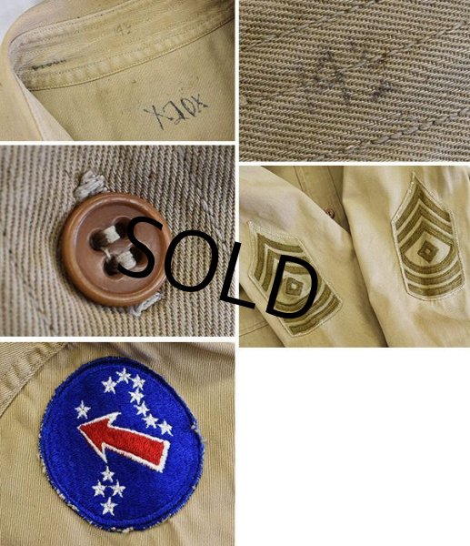画像2: 40's【米軍】【ビンテージ】U.S.ARMY【カーキシャツ】チノシャツ【14 1/2程度】  (2)