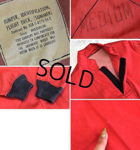 画像2: 60's【ビンテージ】【U.S.NAVY】【赤】ミリタリー フライトデッキサマージャケット JUMPER IDENTIFICATION FLIGHT DECK【サイズＭ】  (2)