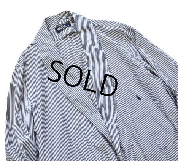 画像3: 【オールド ラルフローレン】白x紺【ストライプ】【ローブ】【ガウン】 【サイズL】  (3)