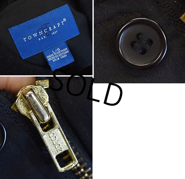 画像2: 【ビンテージ】【タウンクラフト】【黒】【カップショルダージャケット】【ジップアップブルゾン】【ダービージャケット】【バーシティージャケット】【サイズＳ】  (2)