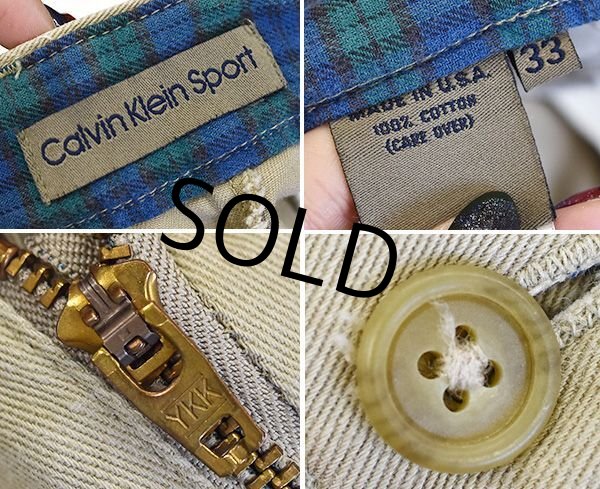 画像3: USA製【ビンテージ】【カルバンクライン】【CALVIN KLEIN SPORT】【ベージュ】【２タックコットンパンツ】 【Ｗ33】  (3)