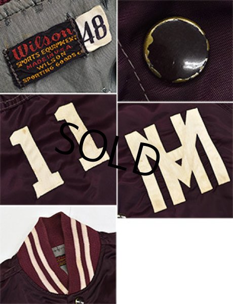 画像2: 【50's~】【ビンテージ】【ウィルソン】【Wilson】ウィルソン【紫】【MH】【サテンジャケット】【スタジャン】【サイズ48】  (2)