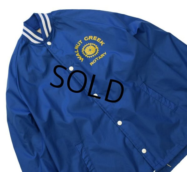 画像4: 80’s【USA製】【ビンテージ】【WALNOT CREEK ROTARY】青【ナイロンジャケット】コーチジャケット【スタジャン】【サイズXL】  (4)
