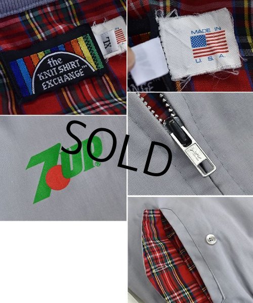 画像2: 80's〜90's【ビンテージ】【USA製】【7up】グレー【赤チェック裏地付き】【ジップアップブルゾン】【サイズXL】  (2)