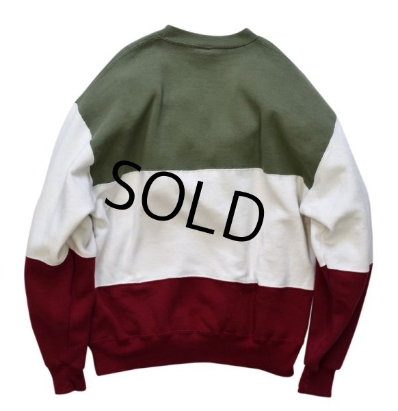 画像3: 90's【ビンテージ】USA製【ラッセル】【緑x白xエンジ】【トリコロール】【前Vスウェット】【サイズL】  (3)