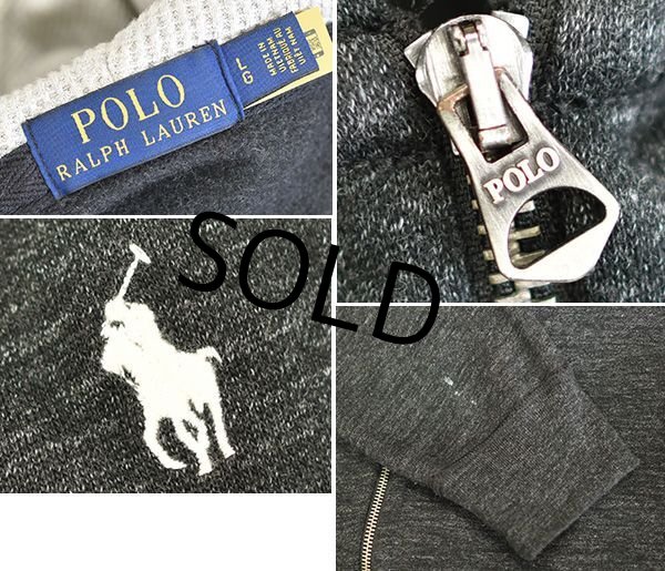 画像2: 【ラルフローレン】【チャコールグレー】【フルジップ】ロゴ【パーカー】【サイズＬ】  (2)