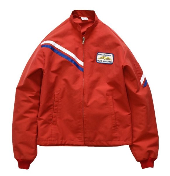 画像4: 【80’s】【ビンテージ】【Flight Apparel】【フライトアパレル】【赤】【青×白ライン】【スタンドカラー】【ジップアップブルゾン】【サイズM】  (4)