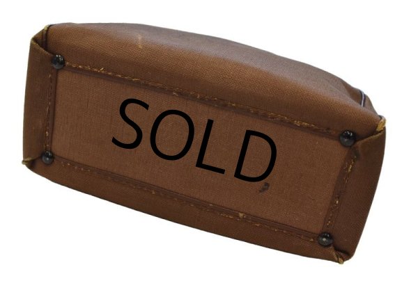 画像7: 40's【ビンテージ】【ブラウンキャンバス】コの字止め【ハンドバッグ】【ミニボストンバッグ】   (7)