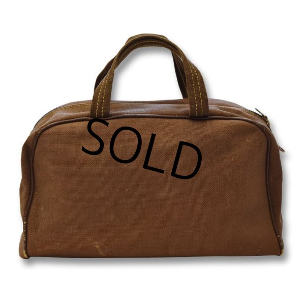 画像2: 40's【ビンテージ】【ブラウンキャンバス】コの字止め【ハンドバッグ】【ミニボストンバッグ】   (2)