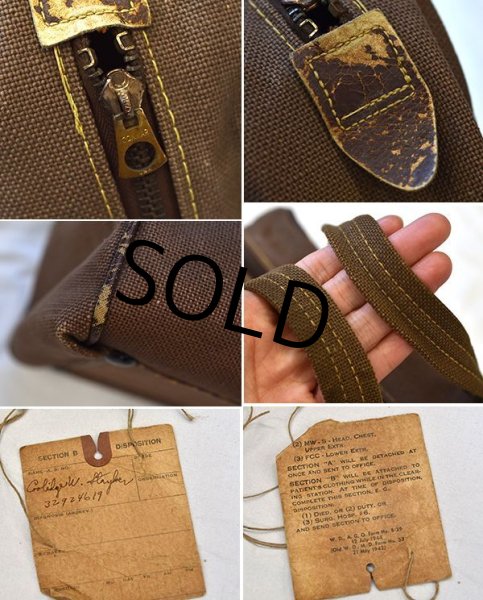 画像3: 40's【ビンテージ】【ブラウンキャンバス】コの字止め【ハンドバッグ】【ミニボストンバッグ】   (3)