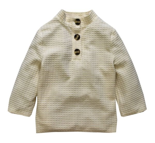 画像3: 【W5】【ワッフル地】九分袖【背中ボタン】カットソー【サイズL】【レディース古着】  (3)