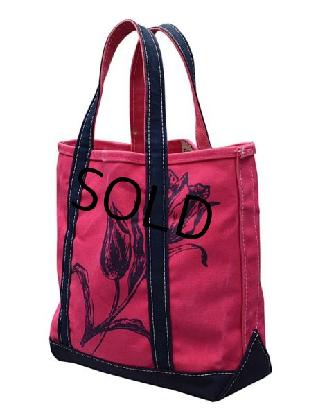 画像7: 【USA製】【ビンテージ】ＬＬビーン  L.L.bean【ピンク×紺】チューリップ柄【キャンバス】【トートバッグ】  (7)