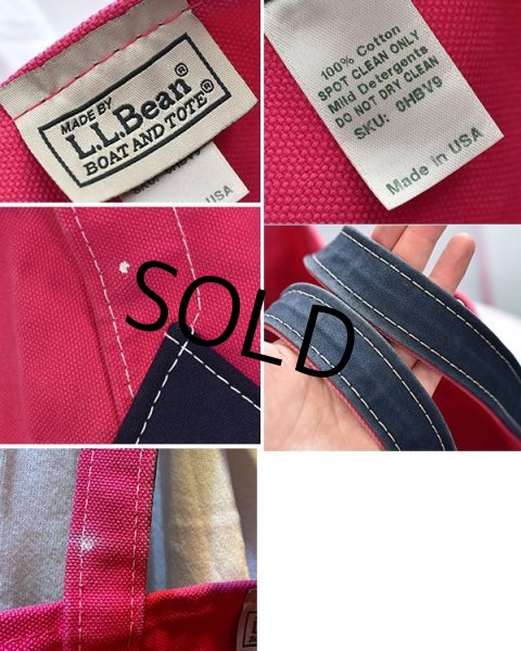 画像2: 【USA製】【ビンテージ】ＬＬビーン  L.L.bean【ピンク×紺】チューリップ柄【キャンバス】【トートバッグ】  (2)
