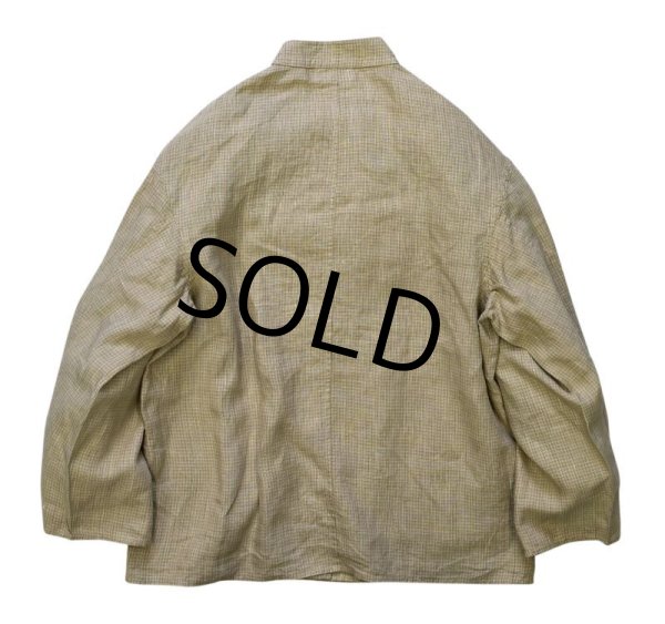 画像4: 【オールド Calvin Klein】【カルバンクライン】【リネン】ベージュチェック【バンドカラー】【シャツジャケット】【リネンシャツ】【レディース古着】【L程度】  (4)