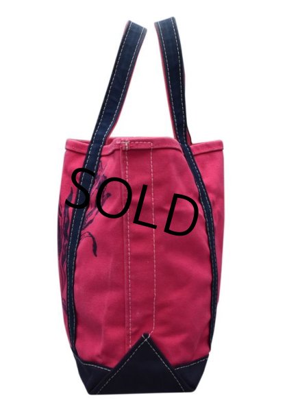 画像5: 【USA製】【ビンテージ】ＬＬビーン  L.L.bean【ピンク×紺】チューリップ柄【キャンバス】【トートバッグ】  (5)