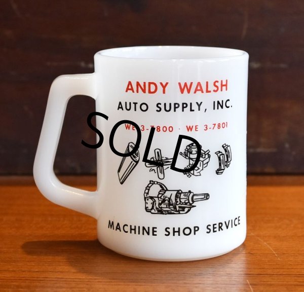 画像3: ビンテージ【FEDERAL】フェデラル【ANDY WALSH】アドバタイジングマグ【ミルクガラス】【マグカップ】  (3)