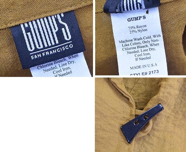 画像2: USA製【GUMP'S】ガンプス【からし色】【レーヨンジャケット】【レーヨンコート】【レディースS】レディース古着  (2)