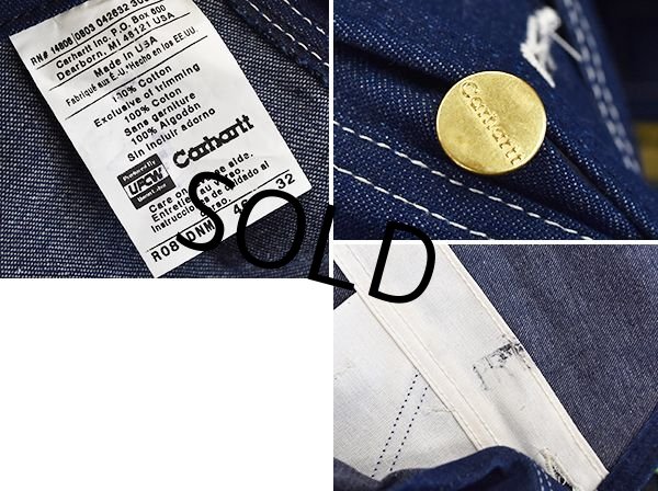 画像2: 90's デッドストック【ビンテージ】USA製【カーハート】デニム【オーバーオール】46X32  (2)