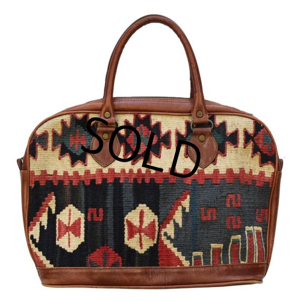 画像4: トルコ製【ビンテージ】【ネイティブ柄】ハンドメイド【ラグxレザー】【ハンドバッグ】【ブリーフケース】   (4)