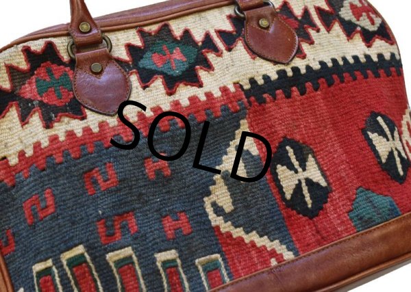 画像9: トルコ製【ビンテージ】【ネイティブ柄】ハンドメイド【ラグxレザー】【ハンドバッグ】【ブリーフケース】   (9)