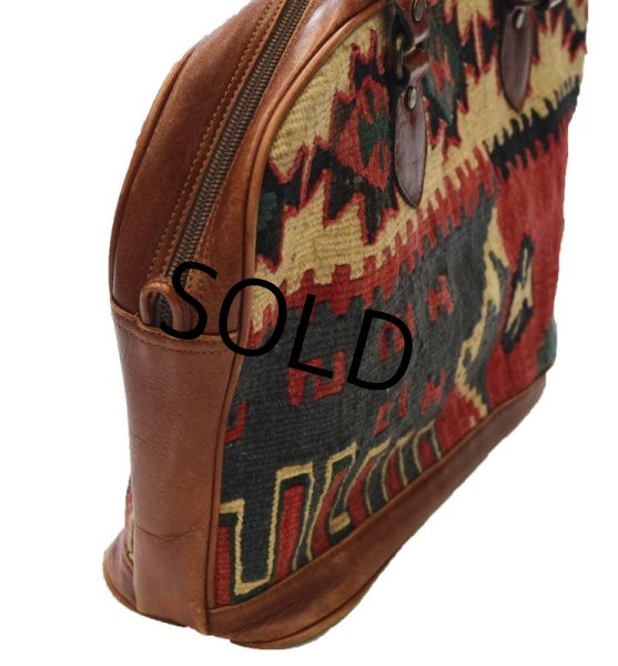 画像6: トルコ製【ビンテージ】【ネイティブ柄】ハンドメイド【ラグxレザー】【ハンドバッグ】【ブリーフケース】   (6)