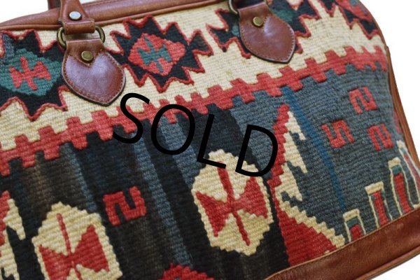 画像8: トルコ製【ビンテージ】【ネイティブ柄】ハンドメイド【ラグxレザー】【ハンドバッグ】【ブリーフケース】   (8)