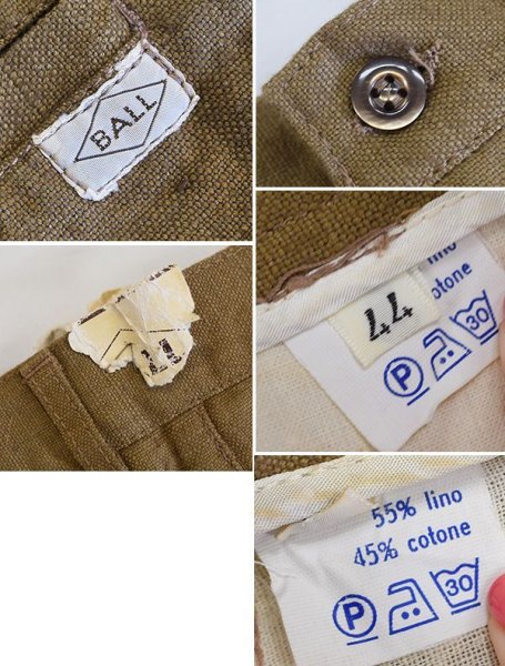 画像2: 【デッドストック】【イタリー製】【BALL】【コットンxリネン】【ショーツ】2タック【ショートパンツ】【レディースサイズ】サイズ44【S程度】  (2)
