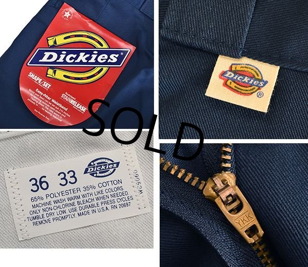 画像3: 【デッドストック】USA製【ビンテージ】【ディッキーズ】【Dickies】【ネイビー・紺】【ワークパンツ】【36×33】  (3)