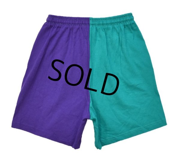 画像3: 90's USA製【ビンテージ】デッドストック【チャンピオン】【エメラルドx紫】トレーニングパンツ【ショートパンツ】【ボーイズXL】【18-20】  (3)