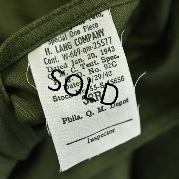 画像2: 【デッドストック】40's【ビンテージ】u.s.army【米軍実物】【M-43】HBT【ヘリンボーン】【オールインワン】【つなぎ】【38R】  (2)