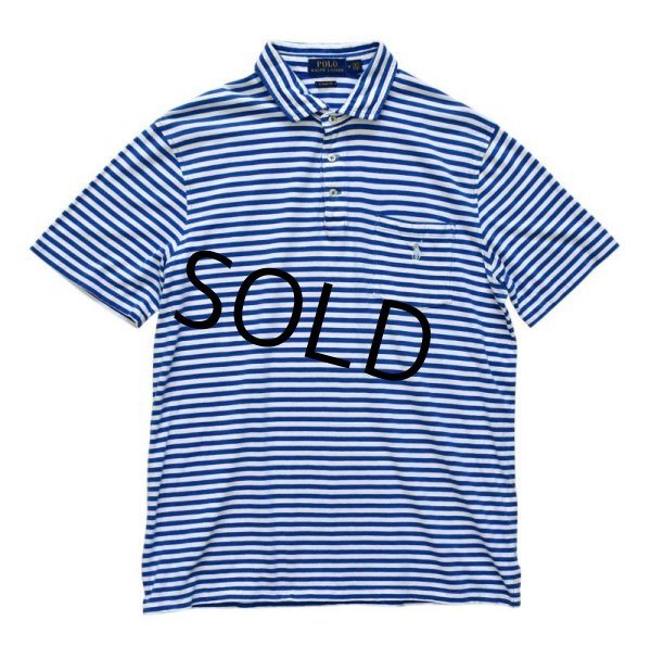 画像1: 【ラルフローレン】【青ｘ白】【ボーダー柄】【ポロシャツ】POLO ralph lauren【サイズＭ】  (1)